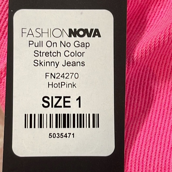 FASHION NOVA Pull On No Gap Stretch Color Skinny Jeans Hot Pink Size 1 NEW - Picture 10 of 12
